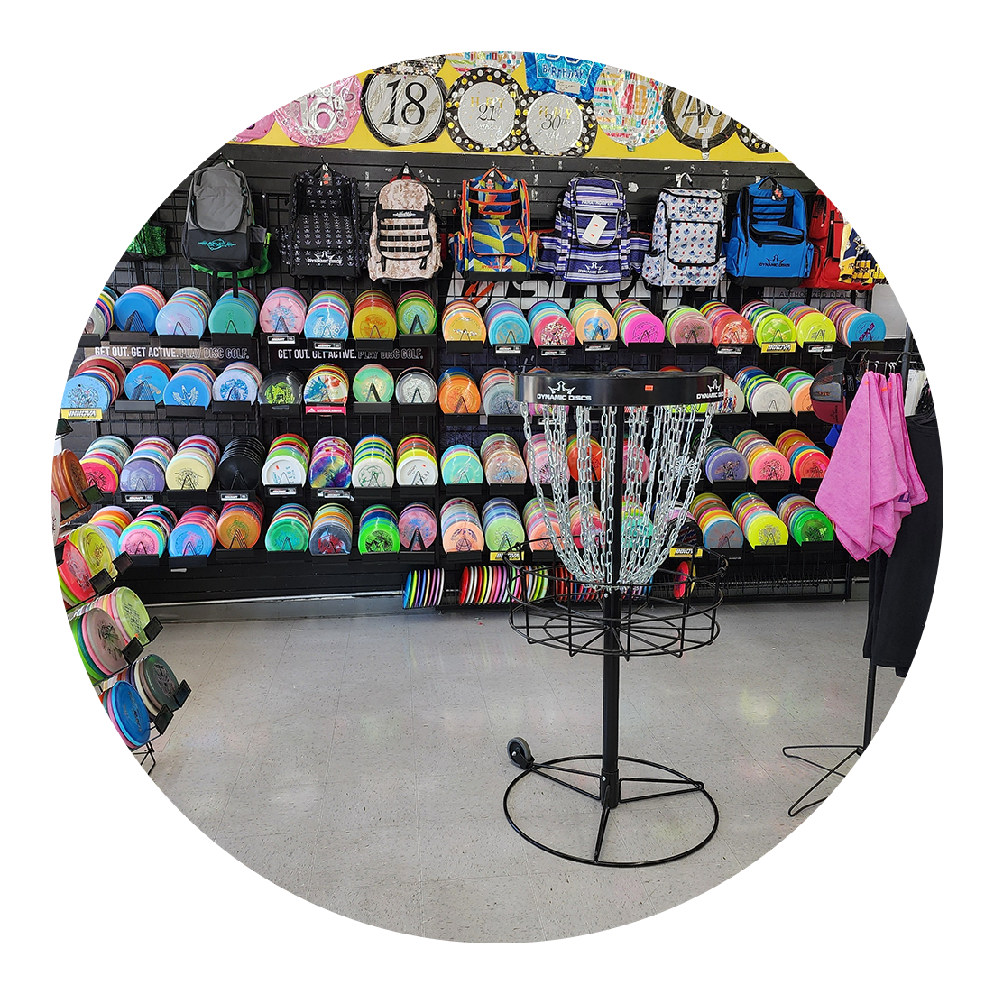 A store showcasing a wide variety of disc golf.